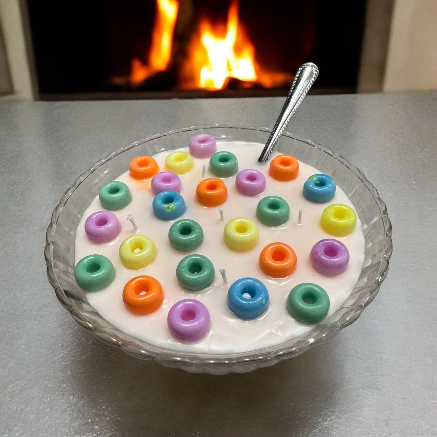 Large Fruit Loops Cereal Bowl Candle