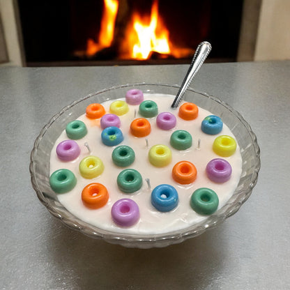 Large Fruit Loops Cereal Bowl Candle